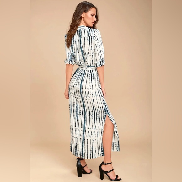 Agate Beach Blue and White Tie-Dye Midi Dress - Picture 3 of 7